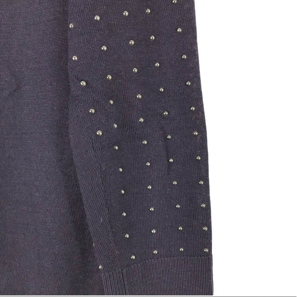 Loft Navy Blue Silver Studded Wool Blend Knit Top Lightweight Sweater XSMALL - Picture 5 of 6